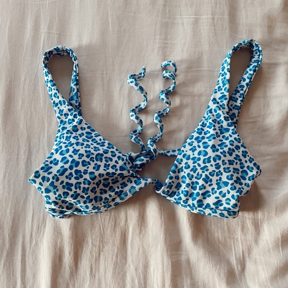 BLUE LEOPARD BIKINI TOP - Picture 1 of 3